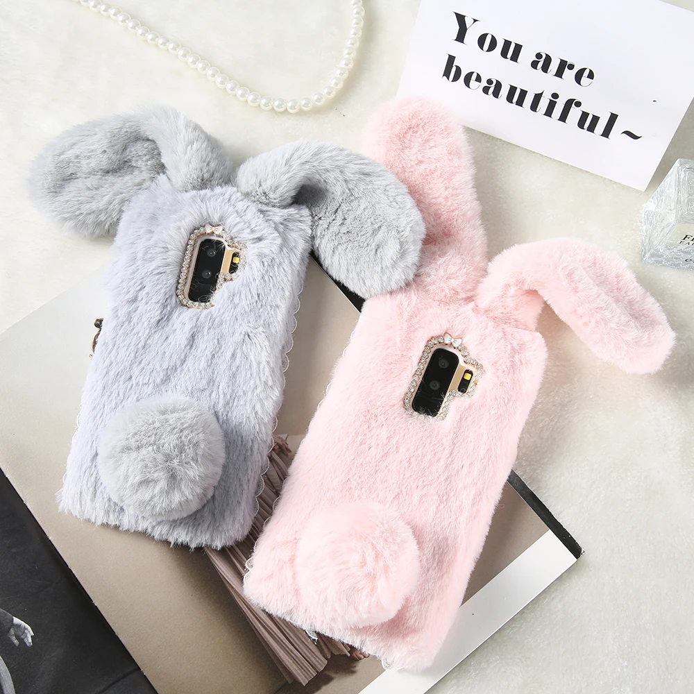 Чехол CASEIER 3D с кроликом для Huawei P10 P9 P8 P20 Lite пушистый волос Honor 8 9 Mate теплые