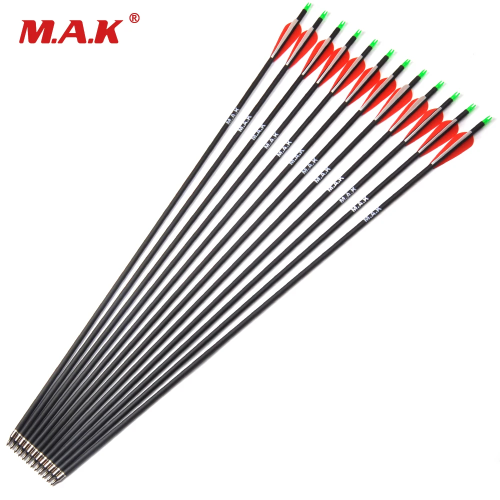 קשת וחץ 12pcs Carbon Arrow 28/30 Inch Spine 500 with Replaceable