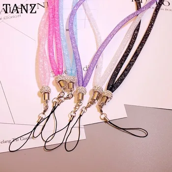 The new mobile phone lanyard strap Bling crystal luxury diamond Candy color hanging neck rope telephone belt hang chain Bracelet