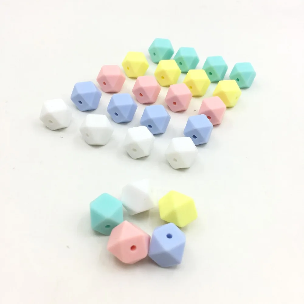 

50 pieces 13mm Hexagon Silicone Beads Teething Baby Teether Baby DIY Toy Baby shower Gift Necklace Pacifier Chain-