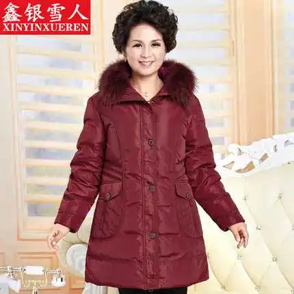 Middle aged Women's Winter Jackets Warm Hooded Coat Mother