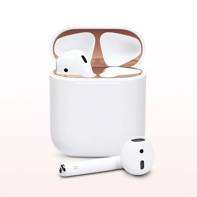 Металлический пылезащитный чехол для Apple Airpods, пылезащитный чехол, защитная наклейка, чехол для наушников, покрытая золотом 18 K, наклейка s - Цвет: Rose Gold