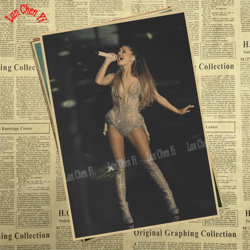 Ariana grande Pop Music Girl Star Kraft Paper Poster Wall Pictures For Living Room Home Decoration Decor - Цвет: Розовый