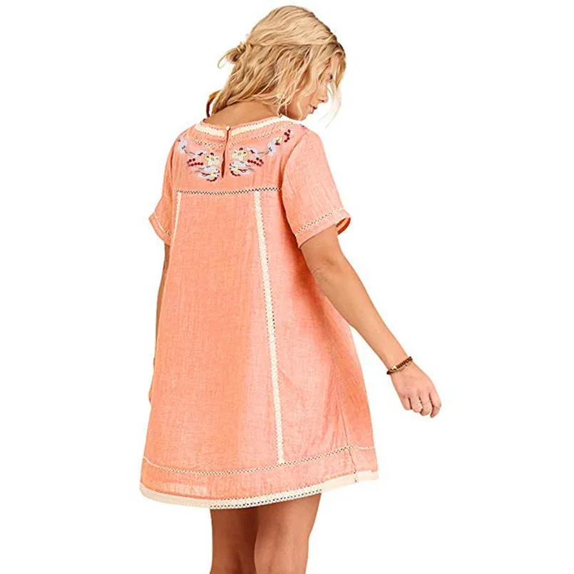 New Women Summer Sexy Bohemian Embroidered Short Sleeve Blouse Tops Fashion Blouse Vintage Casual Daily Elegant Shirt #4R02 (6)