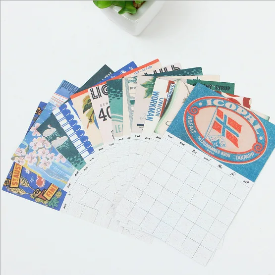 

12sheets Simple Perpetual Calendar Small Stickers Monthly Plan Date Record Stickers for 365 Days 12 Months Planner