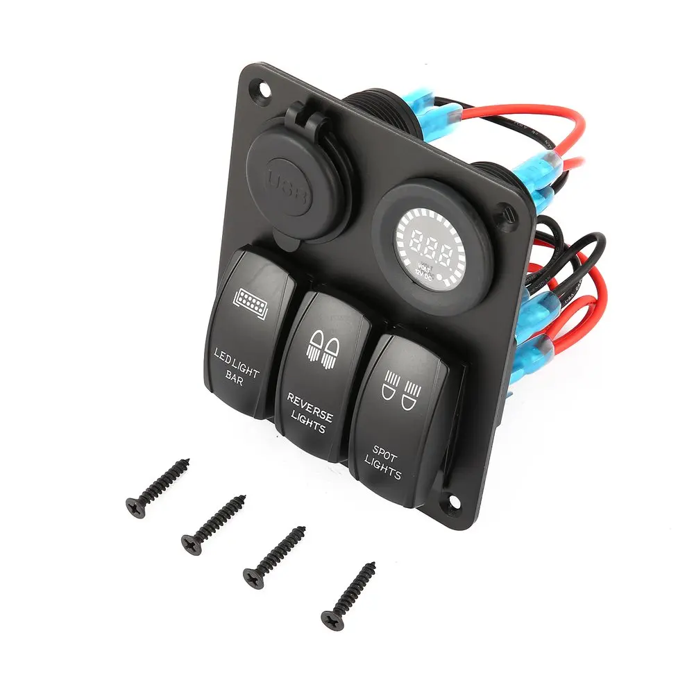 

Waterproof Auto Caravan RV Rocker Switch Panel LED Circuit Breaker 12V 5 PIN Overload Protection Anti-corrosion