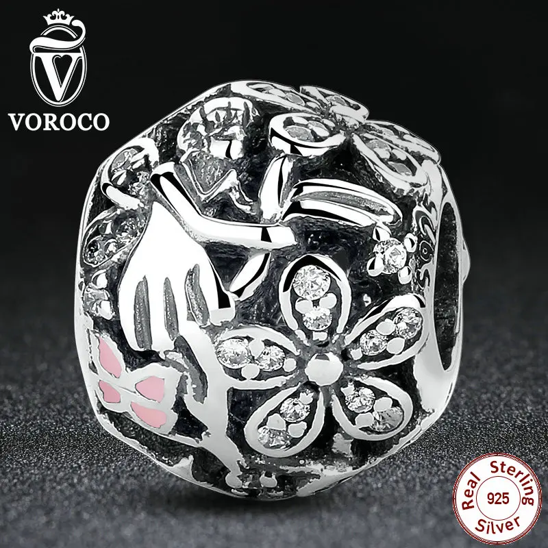 New Arrival 925 Sterling Silver Dazzling Daisy Fairy Light Pink Enamel Clear CZ Charms fit Pandora