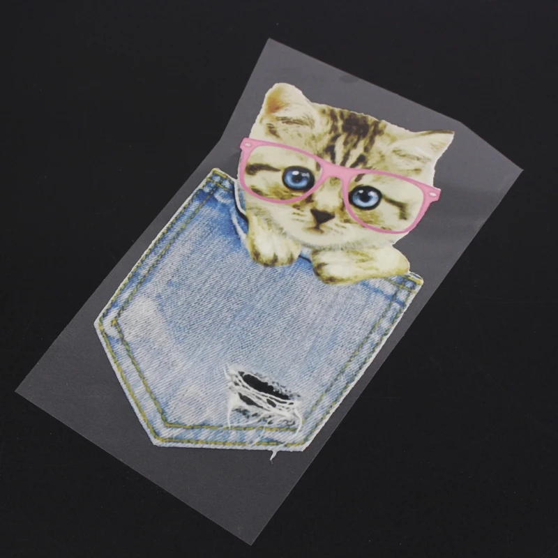 

Bag Cat Pattern Patch Ironing Stickers Heat Transfer Iron On Patches for KidS