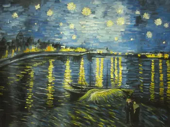 

100%Handmade Van Gogh Starry Night over the Rhone 36x24 Painting
