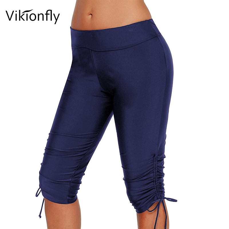 Женские плавки Vikionfly 3XL размера плюс купальные шорты до колена пляжные для
