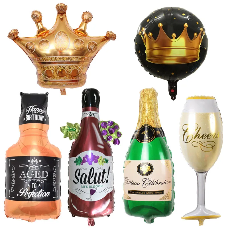 1 шт. большое шампанское вино чашка фольги Воздушные шары Золотая Корона День рождения Свадебные украшения вечерние юбилейные баллоны подарок globos