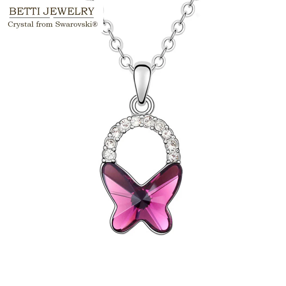 2016 Charming trendy 3 colors butterfly pendant necklace With Crystals from SWAROVSKI for Mother