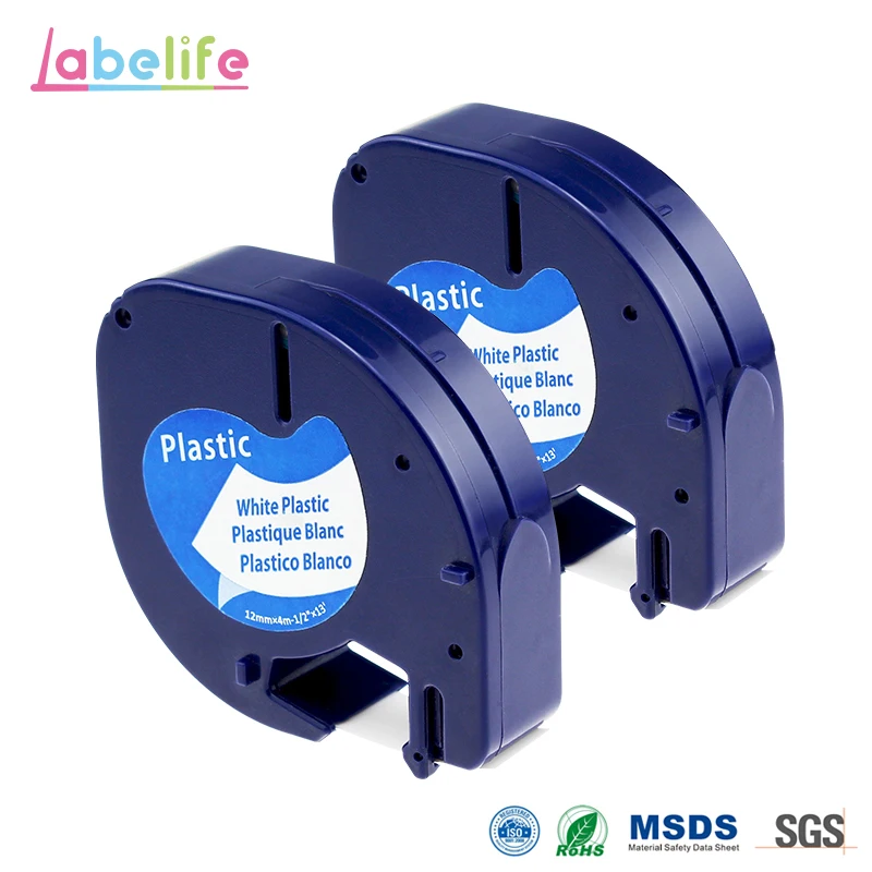 Labelife 2 шт. Dymo 91331 (91221 91201 59422) пластиковая лента Черная на белом 12 мм * 4 м совместимая