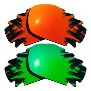 

(Green+Orange Red Mirrored) 2-Pairs Polarized Replacement Lenses for Jawbone Vented/Racing Jacket 100% UVA & UVB Protection