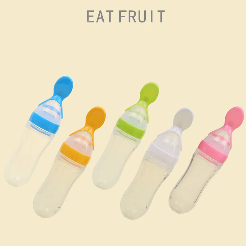 

90ml Silica Gel Baby Bottle Food Grade Liquid Silicone Baby High Temperature Resistant Rice Paste Supplement Food Feeding Bottle