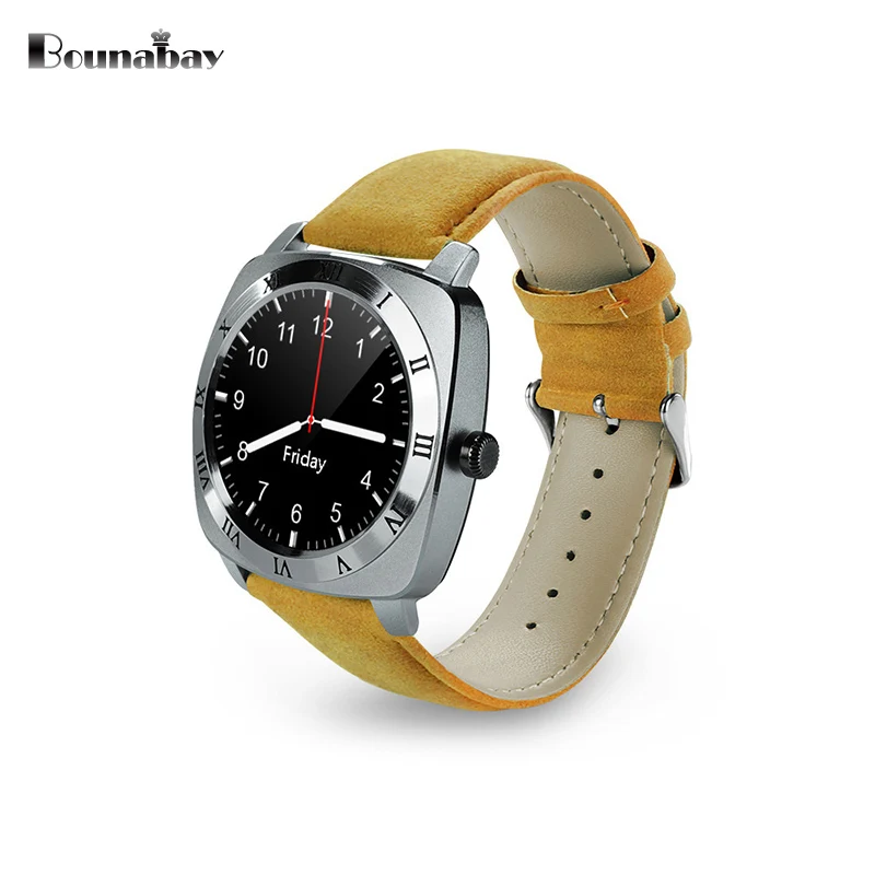 Bounabay спортивный TF карты Кожаный ремешок Bluetooth умный человек часы мужские