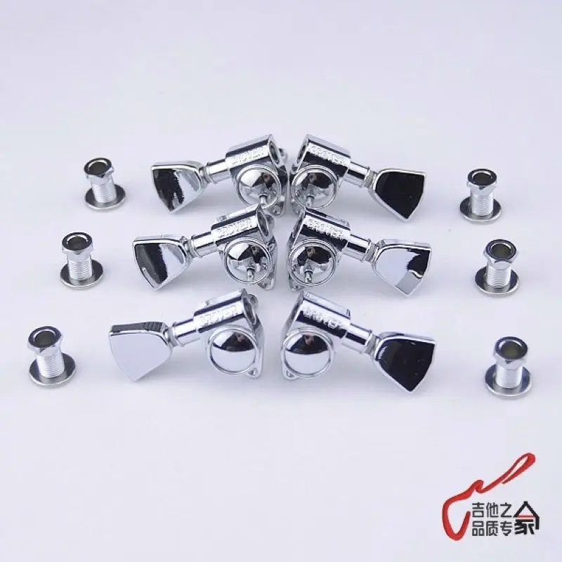 

1Set 3R-3L Genuine Grover Guitar Machine Heads Tuners 1:18 Trapezium Button Chrome ( without original packaging )