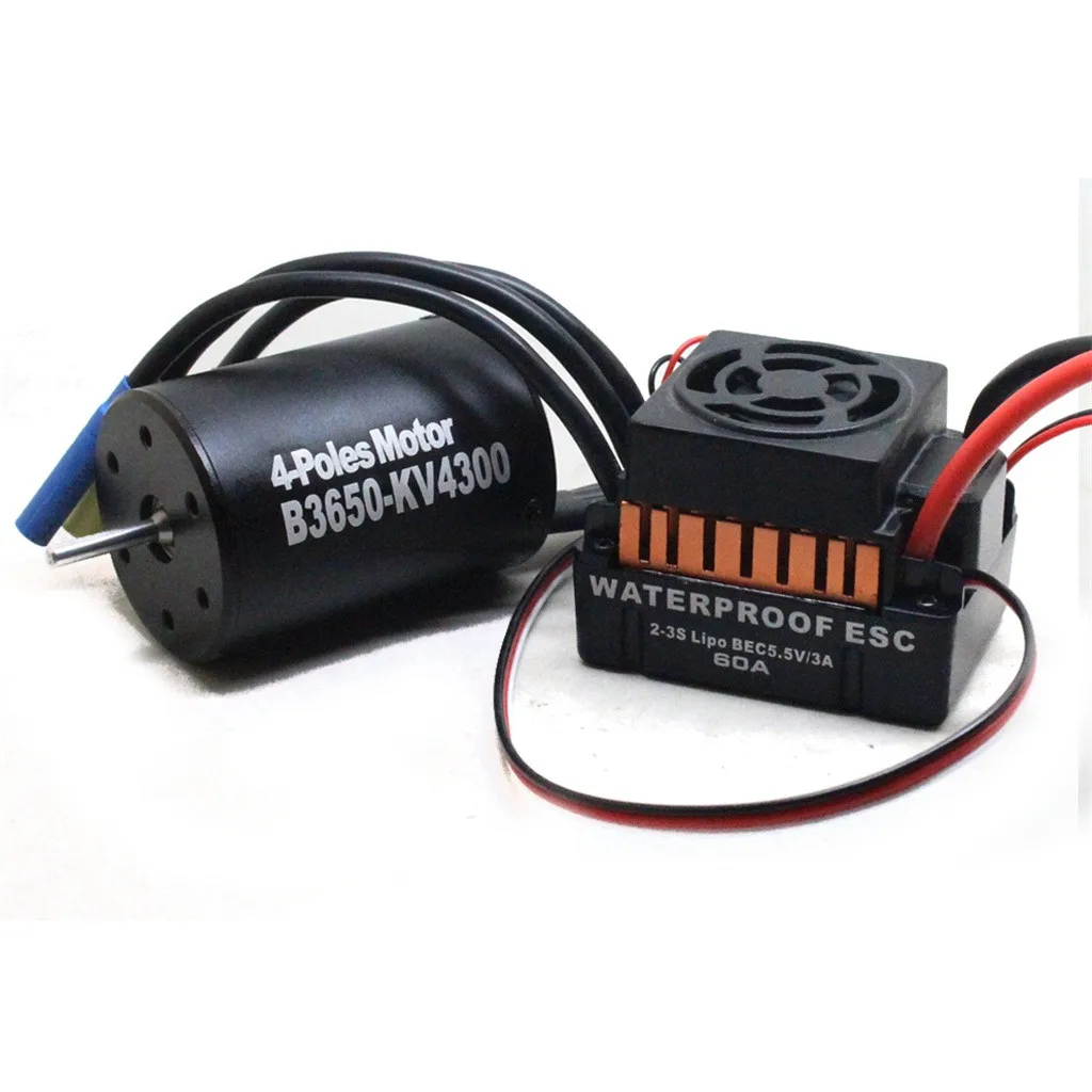 

Waterproof 45A 60A RC Brushless ESC BEC Car Parts Electric Speed Controller with 3650 KV4300 4 poles for 1/10 RC Car M0523