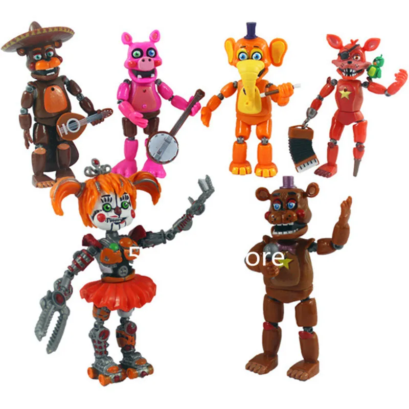 6 шт./компл. FNAF Five Nights At Freddy's Toys Freddy Fazbears Pizzeria Simulator Ver Foxy Chica Lighte подвижные шарниры