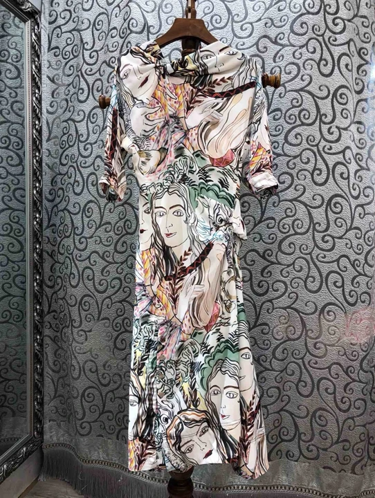 

Summer 2019 New Women's Irregular Twisted Neck Printed Short Sleeve Dress 626