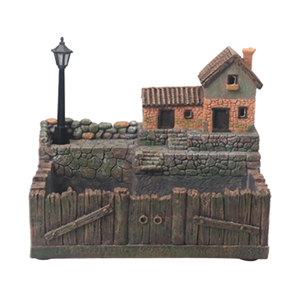 Resin Tuscany Hut Flower Bed Succulent Pot Planter Bonsai Plant Bed Flower Pots Storage Box for Office Home Shopping Mart Decor