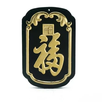 

Koraba Fine Jewelry 24K Gold Chinese Dark Green Jade Square Card Pendant Beads Necklace Mens Jewelry Luxury Jewelry