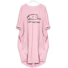 Карманное Платье с принтом кота, платье макси для женщин, пляжная одежда, дешевая одежда китайского размера плюс