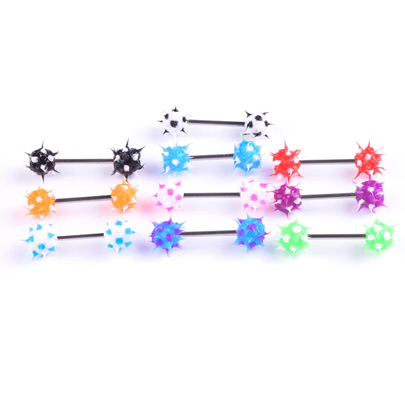 

1 Pcs Pierced Nipple Breast Rings Tongue Nail Silicone Thorn Ball Body Piercings Jewelry @M23