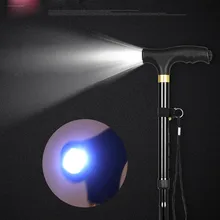 Телескопические черные трости с Т-образной ручкой, складные треккинговые палки из алюминиевого сплава, 4 фута, светодиодный светильник