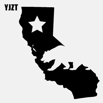 

YJZT 12.2CM*13.9CM A California Bear With Star Vinyl Decal Car Sticker Black/Silver C3-0701