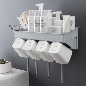 

Bathroom Toothbrush Cup Rack Wall Hanging toilet Mouth Cup Set Free Punch Simple Brush Cup holder wx7170925