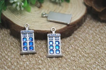 5pcs... tardis Encantos, doctor who box polícia azul Charme pingentes de Prata Antigo Tibetano 12x27mm