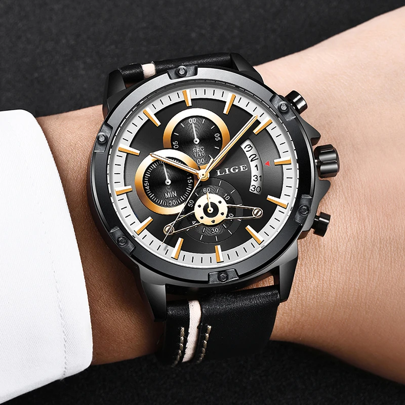 

LIGE Mens Watches Top Brand Luxury Silver Fashion Quartz Watch Men Sports Waterproof Personality Wrist Watches Relogio Masculino