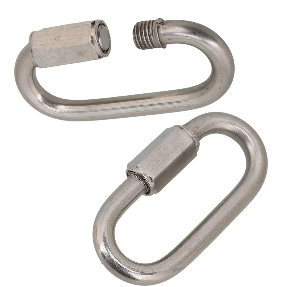 10 x 60x31mm 304 Stainless Steel Oval Quick Link Spring Lock M6 Carabiner 