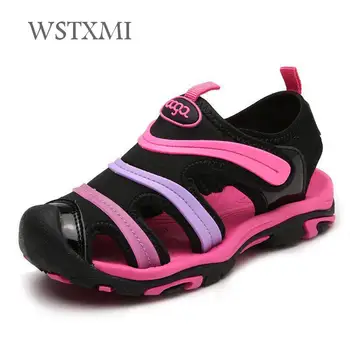 

Summer Kids Sandals for Boys Girls Beach Shoes Breathable Children Flats Soft Leather Sandals Rubber Sole Outdoor Sport Colorful