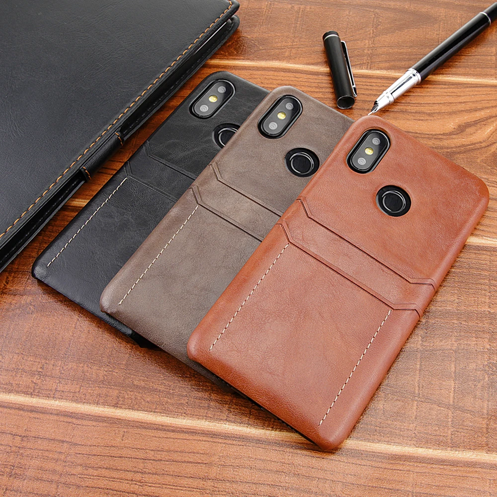 

Luxury Phone Case For Xiaomi Mi A1 A2 8 9 SE PU Leather + PC Card Holder Cover For Redmi 5 Plus Note 5 Pro Half-Wrapped Case