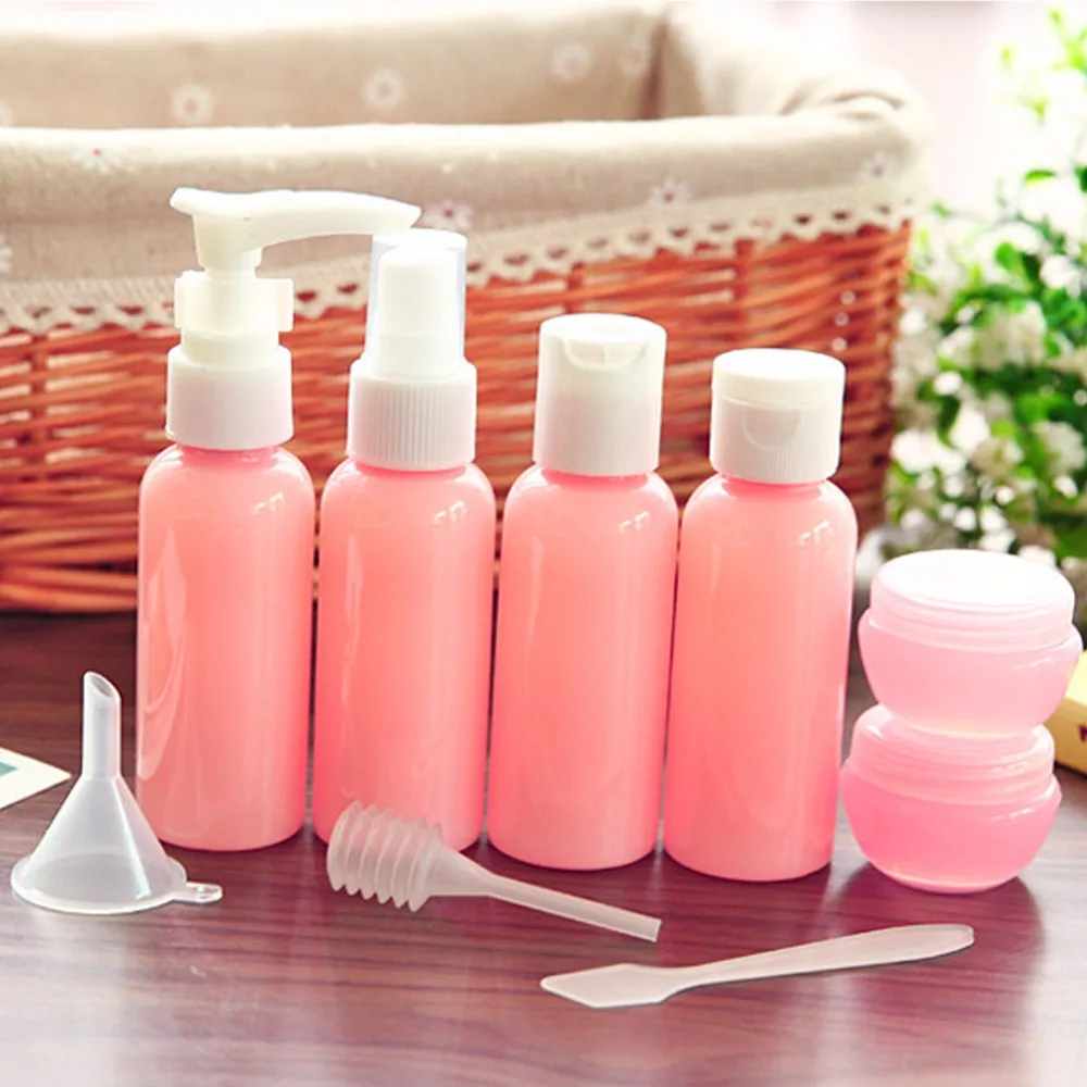 

50ml 9Pcs Travel Supply Spray Bottle Set Funnel Spoon Dropper Makeup Empty Container Drop Shipping