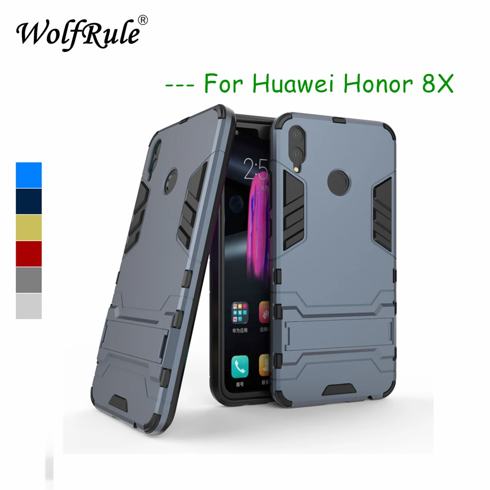 

WolfRule Huawei Honor 8x Cases Cover Soft Silicone + Plastic Kickstand Case For Huawei Honor 8X Case Honor 8x Phone Shells 6.5"