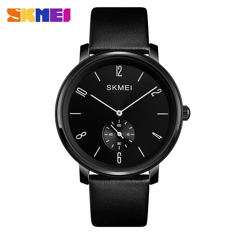

SKMEI Casual Ultra Thin Quartz Watches Mens Fashion Couple Genuine Leather Wristwatches Luxury Waterproof Business Watch Relogio