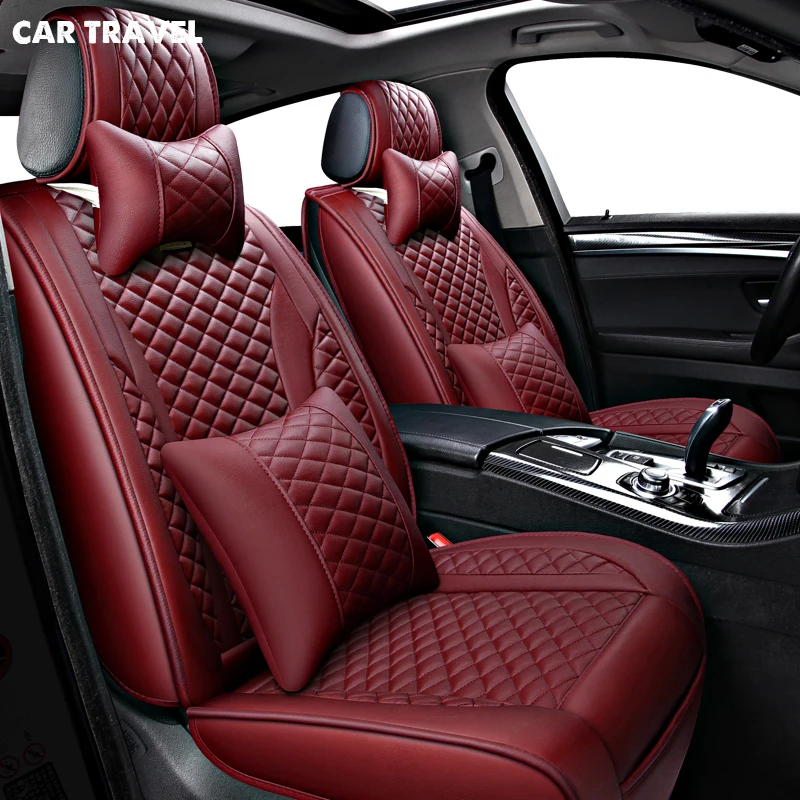 

CAR TRAVEL pu leather car seat covers set for peugeot 205 301 607 mercedes w245 volvo xc70 fiat 500x bmw e90 car seats protector