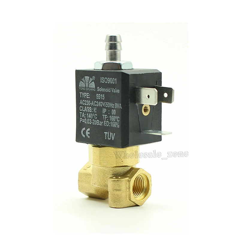 Нормально закрытый N/C 2/3 Way AC 230V 240V G1/8 'латунный электромагнитный клапан 2 позиции