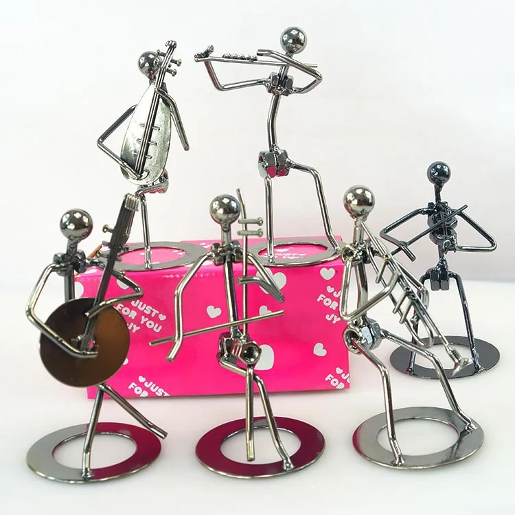 Iron Artist Metal Crafts Band Style Home Decor Small Iron Man Home Ornament 6 Pieces/Set Best Christmas Gift