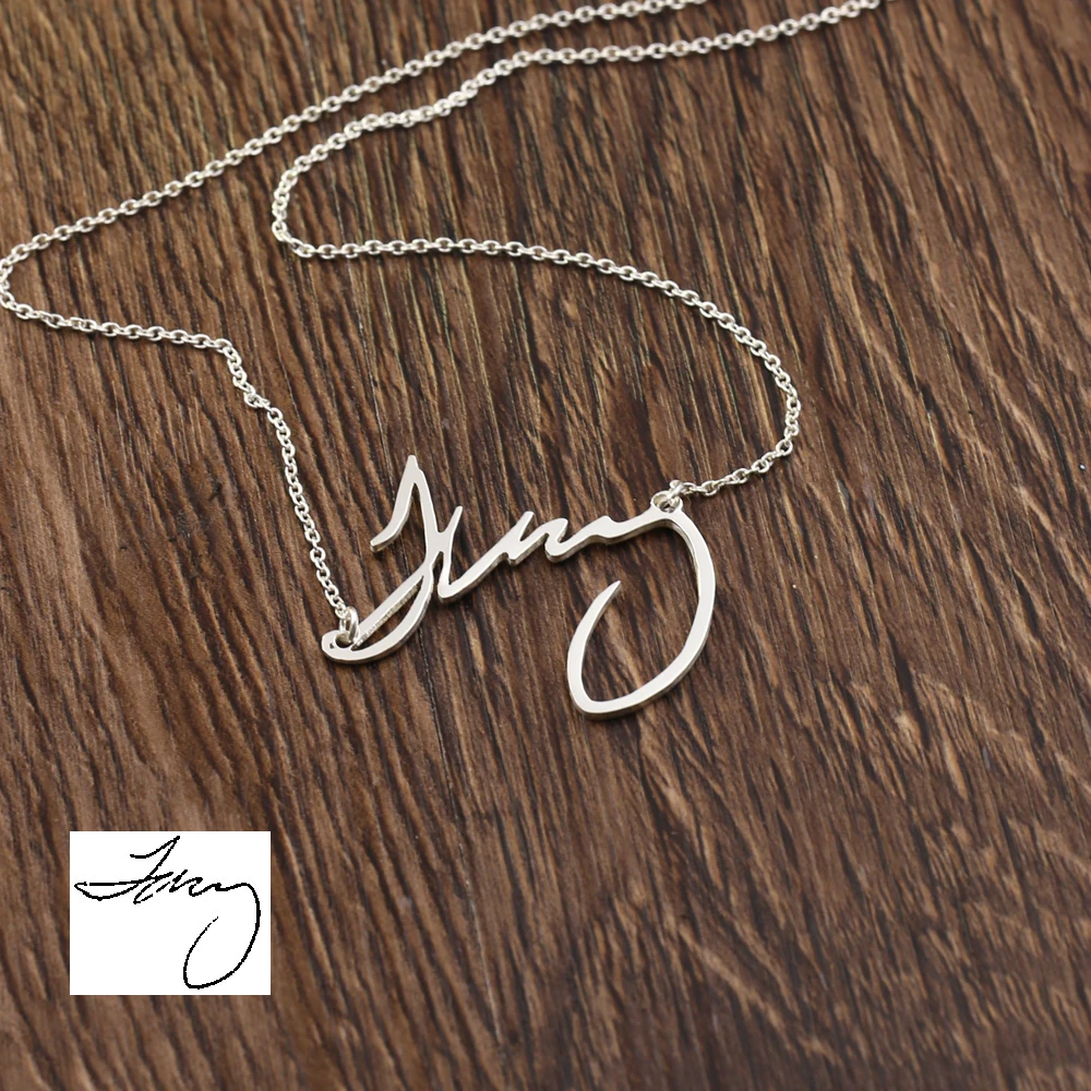 Customized Manuscript Name Necklace Engraved handwritten Personalized