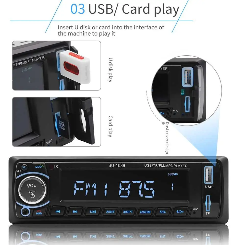 Автомагнитола SWM с поддержкой Bluetooth MP3 AUX USB FM SD|Автомобильные радиоприемники| |