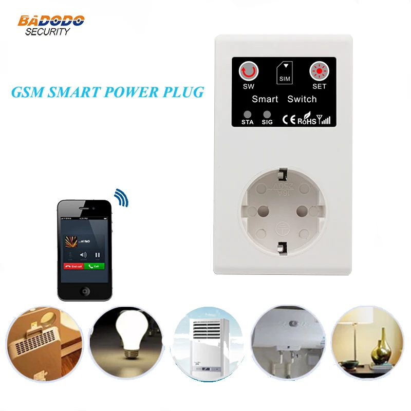 

GSM remote control Smart power Socket plug outlet SC1-GSM ON/OFF switch plug SMS call control mobile phone APP remote control