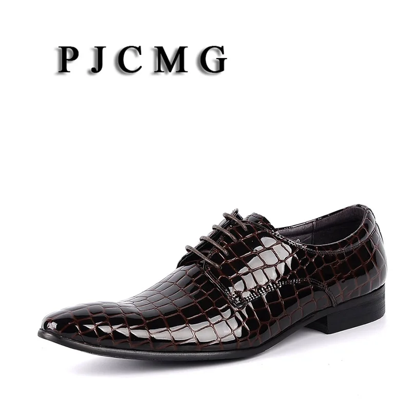 Pjcmg New Fashion Black/brown/red/blue Genuine Leather Laceup Pointed