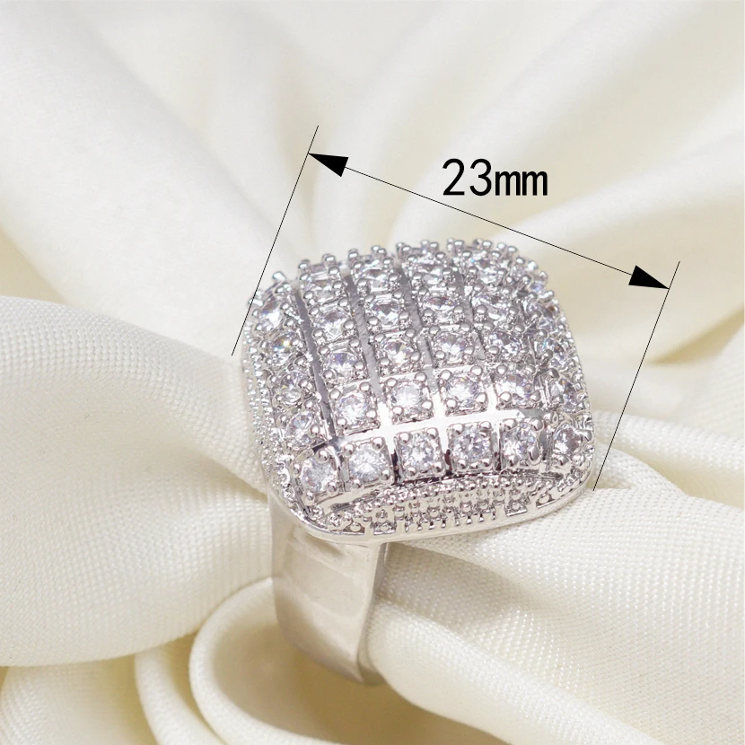 New Gold Square Cubic Zircon Rings Women Fashion Wedding Fine Craft Geometric White Big Ring Jewelry Gift Dropshipping