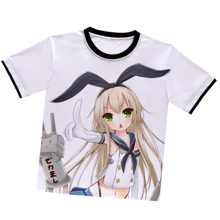 Коллекция аниме-игр Kantai, футболка Kongo Shimakaze Amatsukaze Yukikaze, белая футболка из полиэстера, летняя футболка Kancolle для активного отдыха - Цвет: D0349