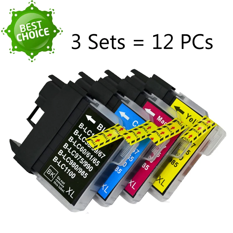 

12X LC11 LC16 LC38 LC61 LC65 LC67 LC980 LC1100 Ink Cartridge for Brother DCP- J140W DCP-145C DCP-165C DCP-185C DCP-195C Printer