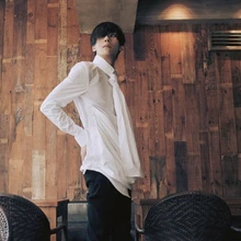 Aesthetic Эстетическая мода Британский Стиль унисекс шарф рубашка с длинными рукавами винтажная белая рубашка мужская сценическая певица костюмы